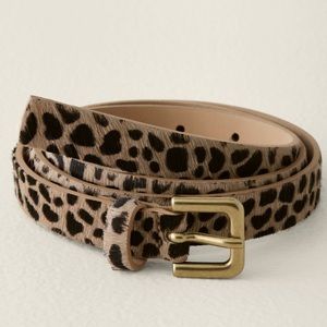 NWT NEVER OPENED- Garnet Hill Sylvia Leather Belt, Cheetah Calf Hair, Size S